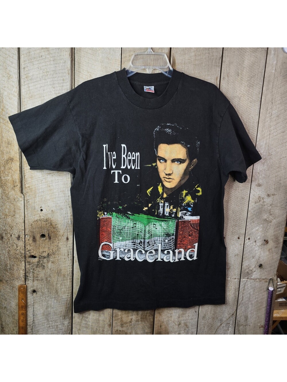 Vintage Elvis Presley I've Been To Graceland Black T-Shirt Adult L Fruit of the